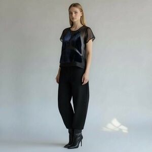 Top shop boutique silk mesh top velvet overlay size 2